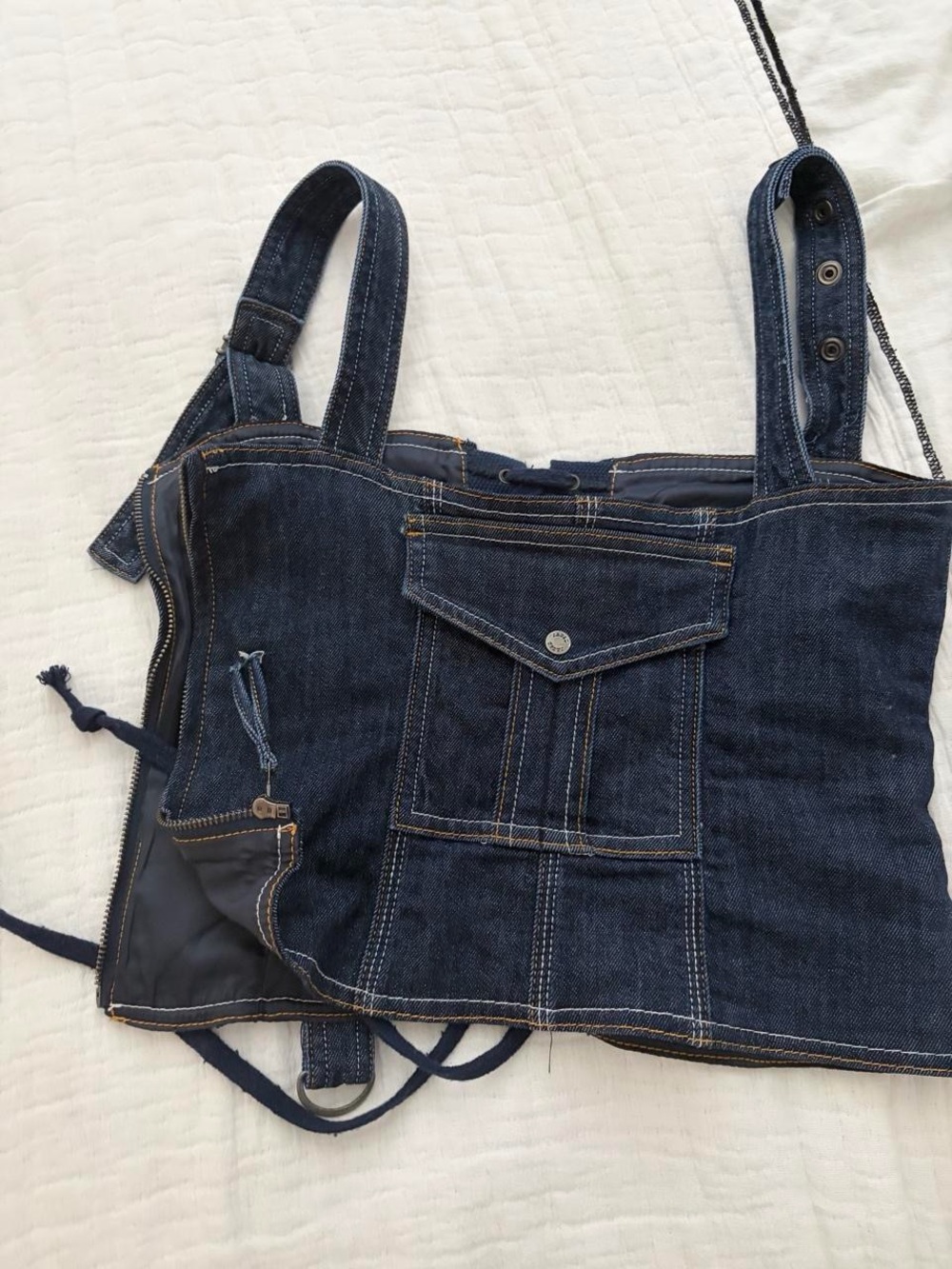 Jaded London Dark Blue Lace-Up Denim Corset Top - Picture 3 of 4